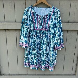 Misslook Oversized Retro 70's Style Paisley Mini Dress Summer Festival Sz Small